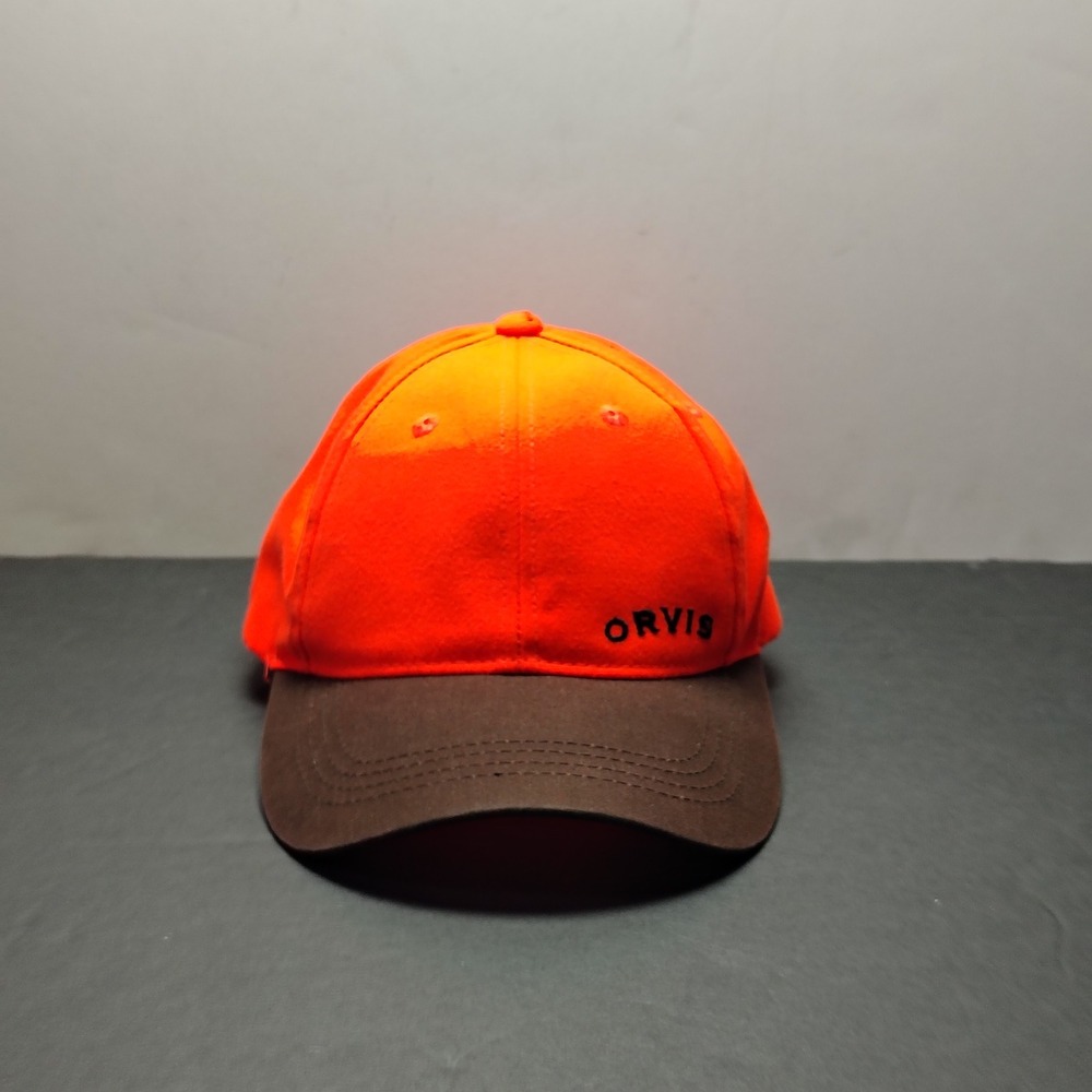 Orvis Mens Hat Cap Strapback One Size Blaze Orange Polyester Hunting Adjustable